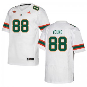 Men Colbie Young White University of Miami College Football #88 Jersey 969086-737