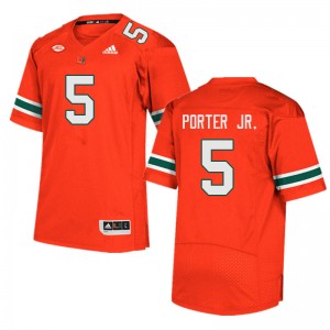 Men Daryl Porter Jr. Orange Hurricanes College Football #5 Jersey 823618-187