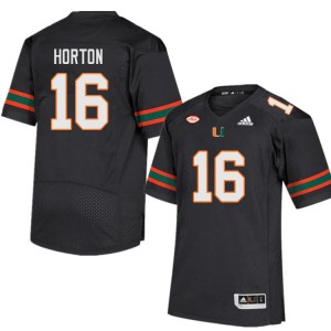 Men Isaiah Horton Black Miami College Football #16 Jersey 948876-326