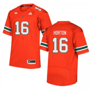 Men Isaiah Horton Orange University of Miami College Football #16 Jersey 113758-600