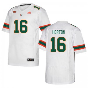 Men Isaiah Horton White University of Miami College Football #16 Jersey 656937-578