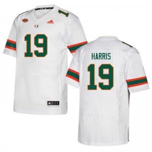 Men Jaden Harris White Miami Hurricanes College Football #19 Jersey 172799-501