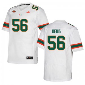 Men Jonathan Denis White Miami Hurricanes College Football #56 Jersey 309254-365