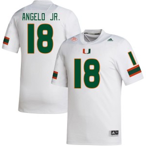 Men Aristides Angelo Jr. White University of Miami College Football #18 Jersey 700340-507