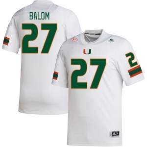 Men Brian Balom White Miami College Football #27 Jersey 647791-794
