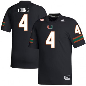 Men Colbie Young Black Hurricanes College Football #4 Jersey 211597-486