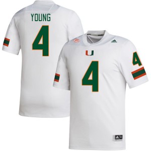 Men Colbie Young White Miami Hurricanes College Football #4 Jersey 214719-203