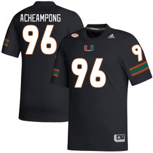 Men Collins Acheampong Black Hurricanes College Football #96 Jersey 657313-744