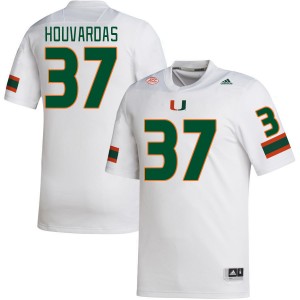 Men Emmanuel Houvardas White University of Miami College Football #37 Jersey 288711-262