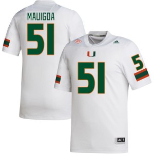 Men Francisco Mauigoa White University of Miami College Football #51 Jersey 578950-132