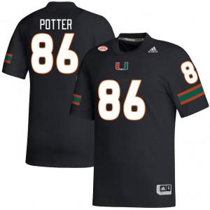 Men Fred Potter Black Miami College Football #86 Jersey 968759-702