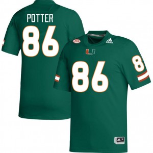 Men Fred Potter Green University of Miami College Football #86 Jersey 760112-492