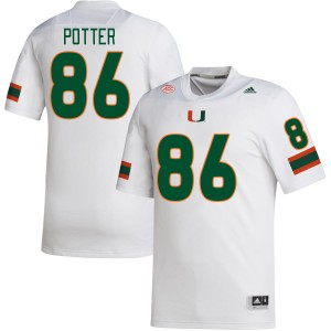 Men Fred Potter White Miami Hurricanes College Football #86 Jersey 135586-745