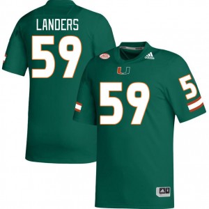 Men Gabe Landers Green Miami Hurricanes College Football #59 Jersey 200509-976