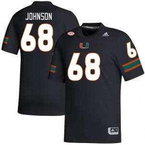 Men Ian Johnson Black University of Miami College Football #68 Jersey 125620-126