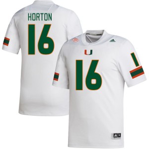Men Isaiah Horton White Hurricanes College Football #16 Jersey 892187-732
