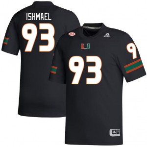 Men Jabari Ishmael Black Miami College Football #93 Jersey 214392-764