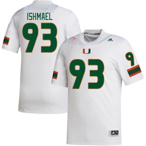 Men Jabari Ishmael White University of Miami College Football #93 Jersey 639090-992