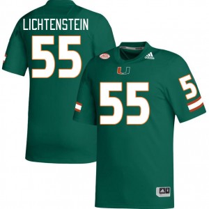 Men Jacob Lichtenstein Green University of Miami College Football #55 Jersey 225720-959