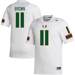 Men Jacurri Brown White University of Miami College Football #11 Jersey 764588-169