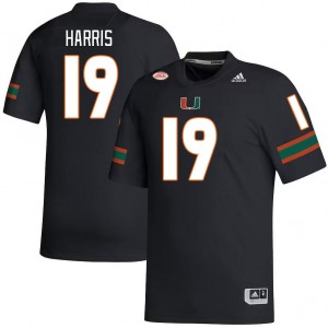 Men Jaden Harris Black University of Miami College Football #19 Jersey 103674-870