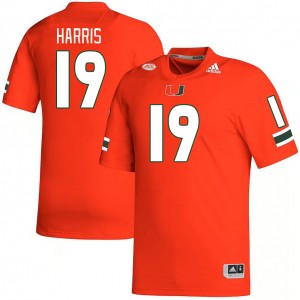 Men Jaden Harris Orange University of Miami College Football #19 Jersey 668079-412