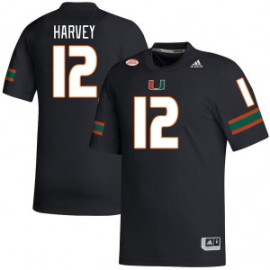Men Jahfari Harvey Black Miami Hurricanes College Football #12 Jersey 619108-899
