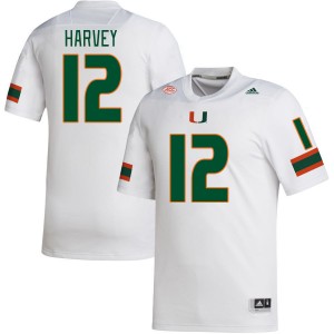 Men Jahfari Harvey White Miami College Football #12 Jersey 128751-353