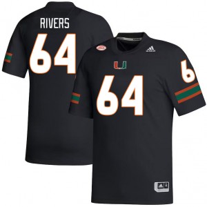 Men Jalen Rivers Black Miami College Football #64 Jersey 681229-222