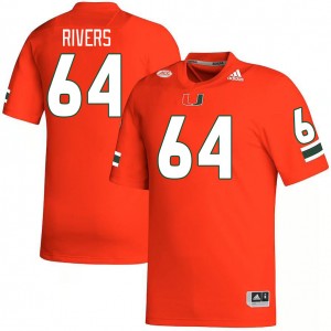 Men Jalen Rivers Orange Hurricanes College Football #64 Jersey 275144-116