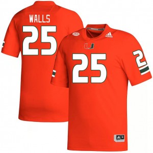 Men Jefferson Walls Orange Hurricanes College Football #25 Jersey 101336-839