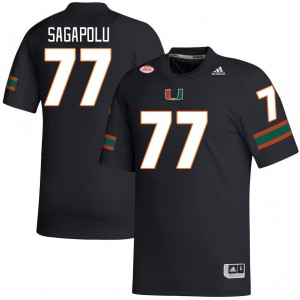 Men Logan Sagapolu Black Hurricanes College Football #77 Jersey 948808-633