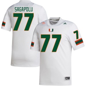 Men Logan Sagapolu White Miami College Football #77 Jersey 319751-188