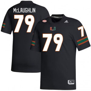 Men Michael McLaughlin Black Hurricanes College Football #79 Jersey 163275-351
