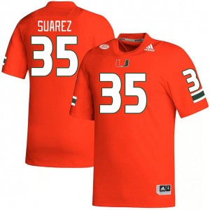 Men Michael Suarez Orange Hurricanes College Football #35 Jersey 444890-987