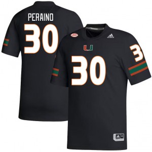 Men Mike Peraino Black University of Miami College Football #30 Jersey 681964-248