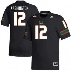 Men Robby Washington Black Miami College Football #12 Jersey 362465-872