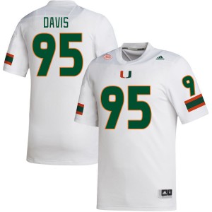 Men Thomas Davis White Miami College Football #95 Jersey 240642-396