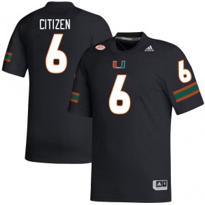 Men TreVonte Citizen Black Miami College Football #6 Jersey 723155-822