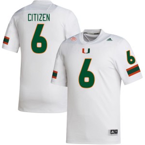 Men TreVonte Citizen White Miami College Football #6 Jersey 522448-570