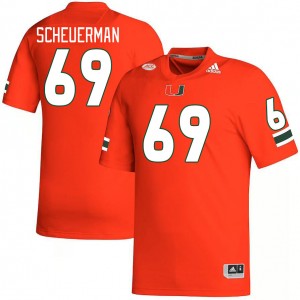 Men Trent Scheuerman Orange Miami College Football #69 Jersey 184758-554