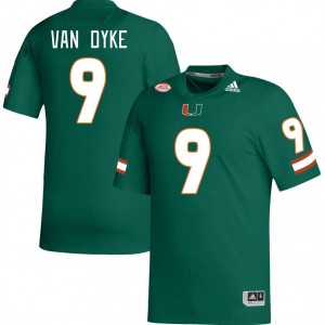Men Tyler Van Dyke Green Miami College Football #9 Jersey 929215-432