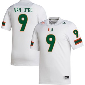 Men Tyler Van Dyke White Miami College Football #9 Jersey 215591-764