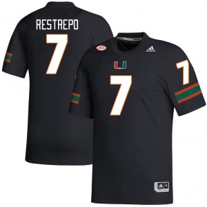 Men Xavier Restrepo Black Hurricanes College Football #7 Jersey 486820-134