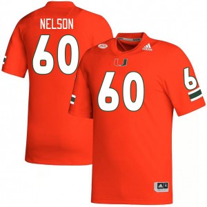 Men Zion Nelson Orange Miami Hurricanes College Football #60 Jersey 965045-937