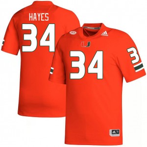 Men Adarius Hayes Orange Hurricanes College Football #34 Jersey 151360-458