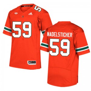 Men Alan Nadelsticher Orange Miami Hurricanes Adidas Football #59 Jersey 546962-378