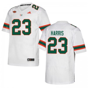 Men Cam'Ron Harris White Miami Adidas Football #23 Jersey 582331-406