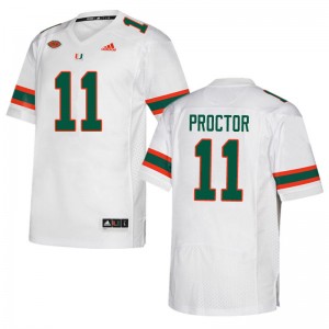 Men Carson Proctor White Miami Adidas Football #11 Jersey 995683-324