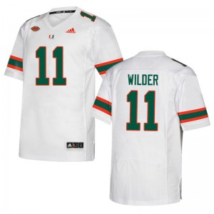 Men De'Andre Wilder White Miami Hurricanes Adidas Football #11 Jersey 984927-862